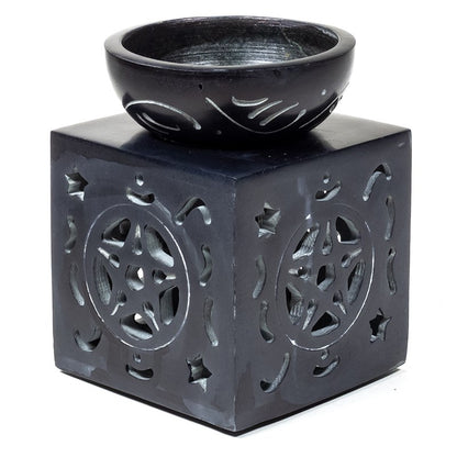 Fragrance lamp pentagram black soapstone