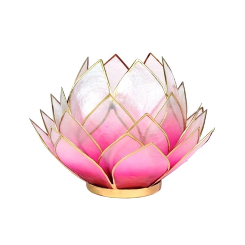Lotus tea light holder pink gold large