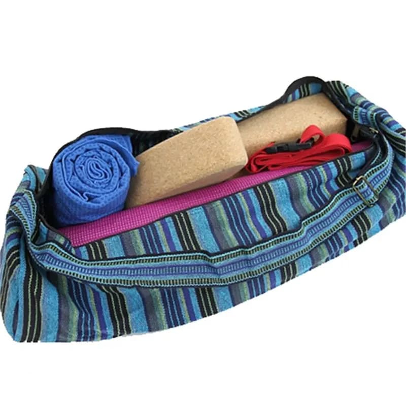 Yoga bag cotton blue stripes