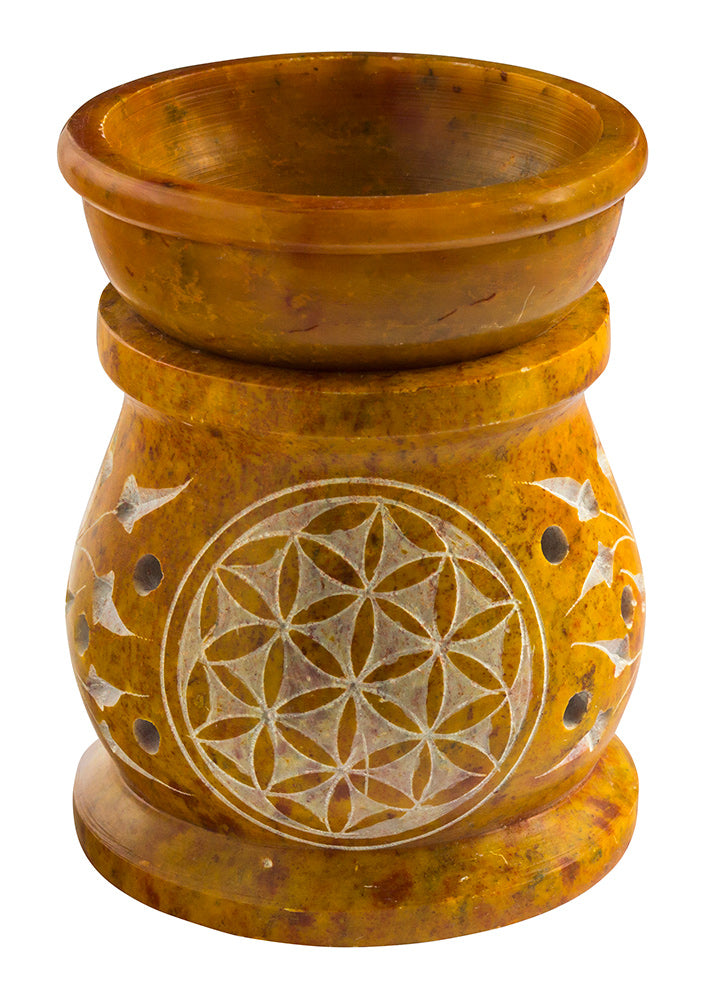 Aromalampe "Blume des Lebens" Speckstein ocker