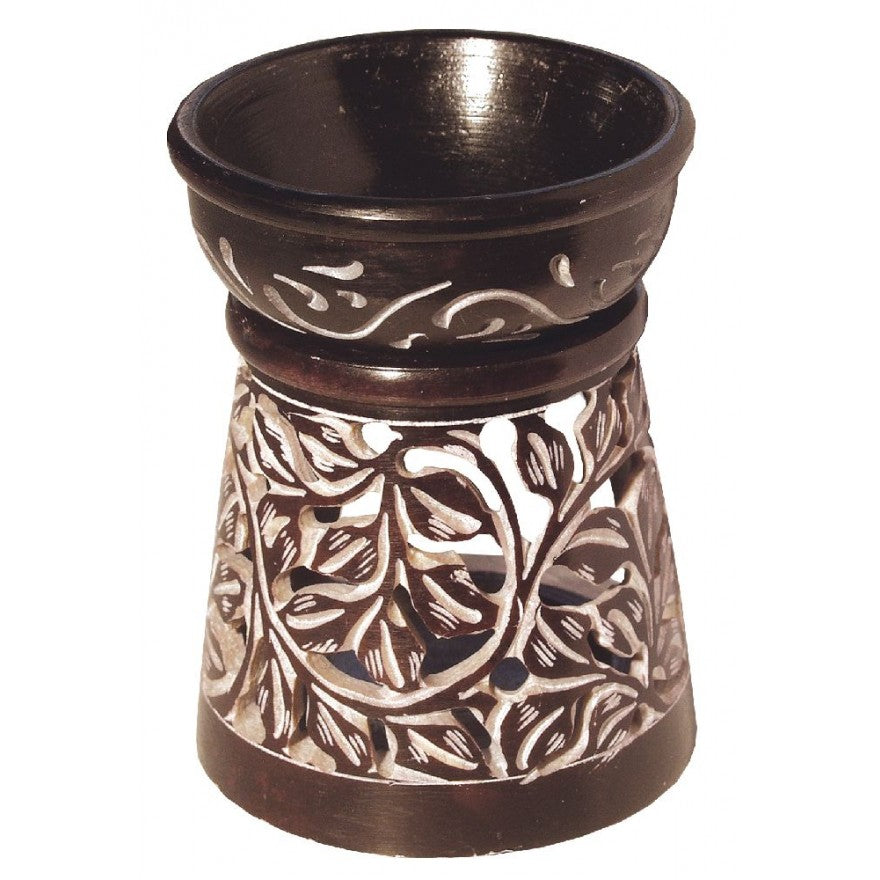 Aromalampe "Blume" Speckstein braun