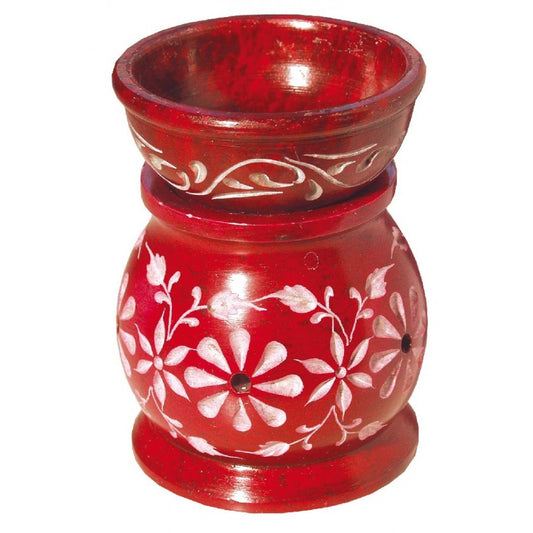 Aroma lamp "Flower" soapstone red