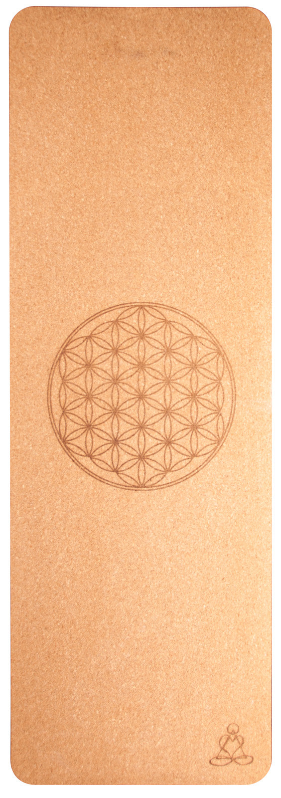 Yoga mat made of cork with flower of life