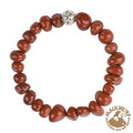 Bracelet jasper (red) 10mm nuggets, cubic zirconia ball