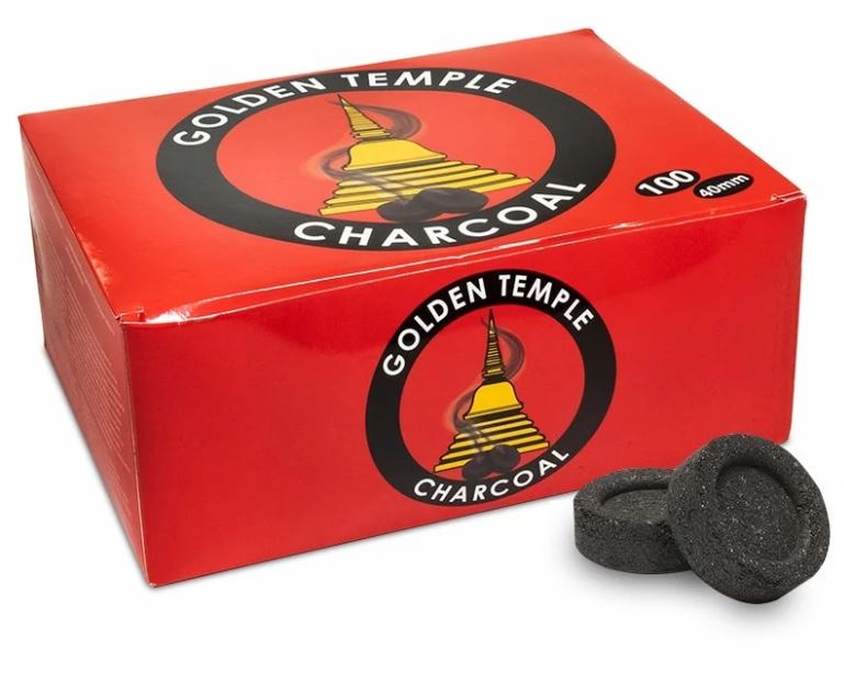 Holzkohletabletten Golden Temple 40mm - Perfekte Verbrennung für Räucherwerk und Shisha