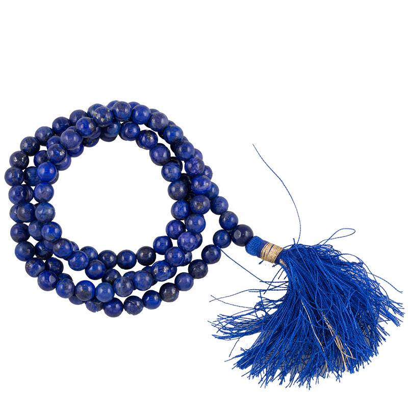 Mala Lapis Lazuli AA-Qualität 108 Perlen + Tasche