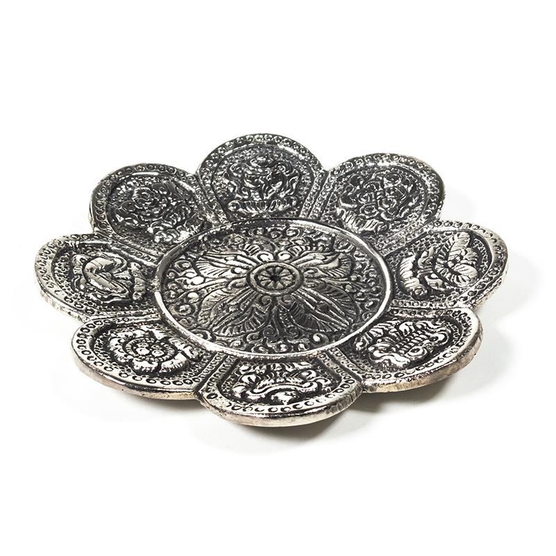 Räucherstäbchenhalter 8 Glückssymbole silberfarbig