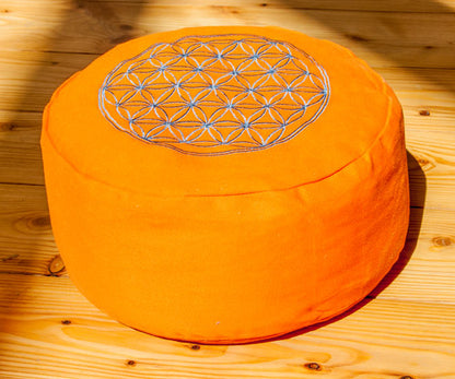 Flower of Life meditation cushion orange