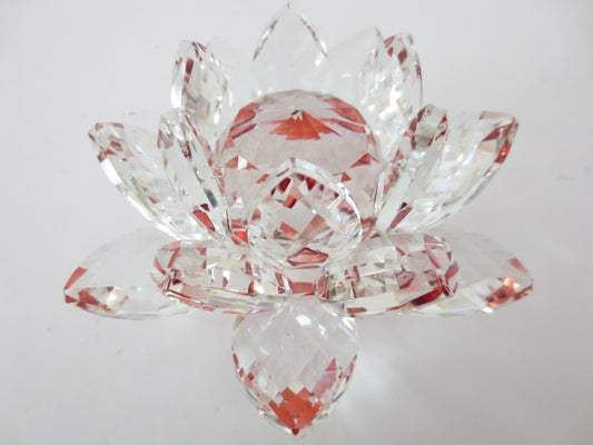 Kristall Lotusblüte in Rot - 13 cm