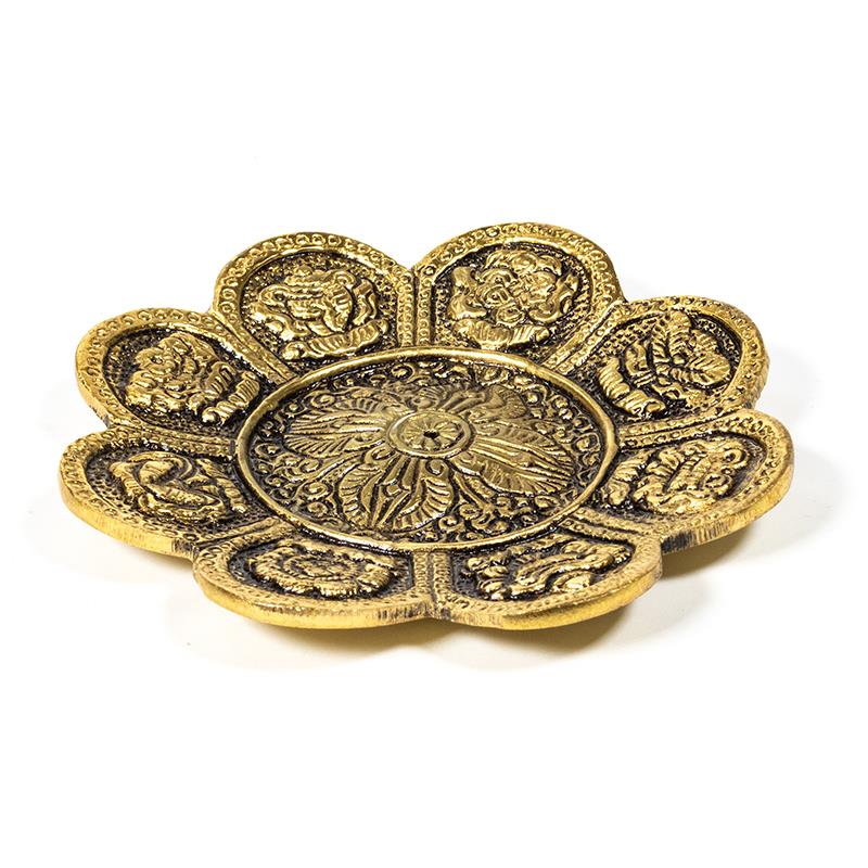 Räucherstäbchenhalter 8 Glückssymbole goldfarbig