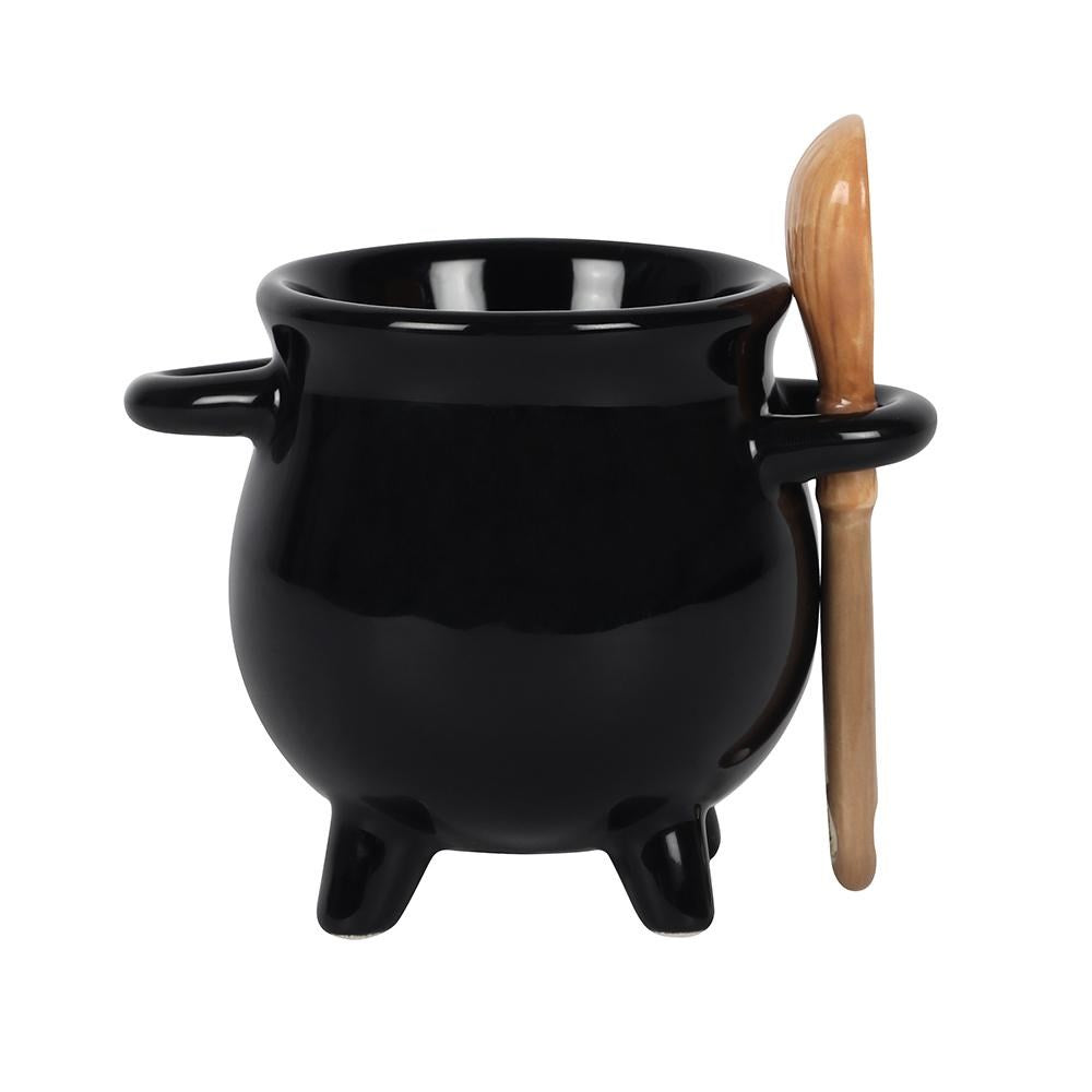 Egg cup witch's cauldron with broom spoon witch's brew cauldron