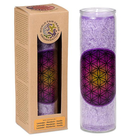 Yogi &amp; Yogini stearin candle flower of life purple