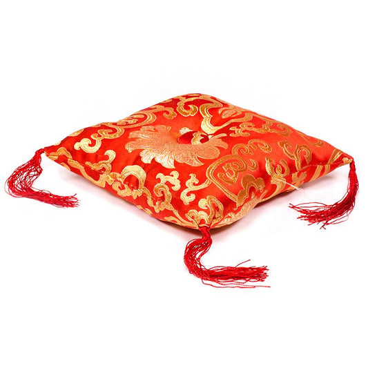 Cushion for singing bowl red with floral motif size. 1