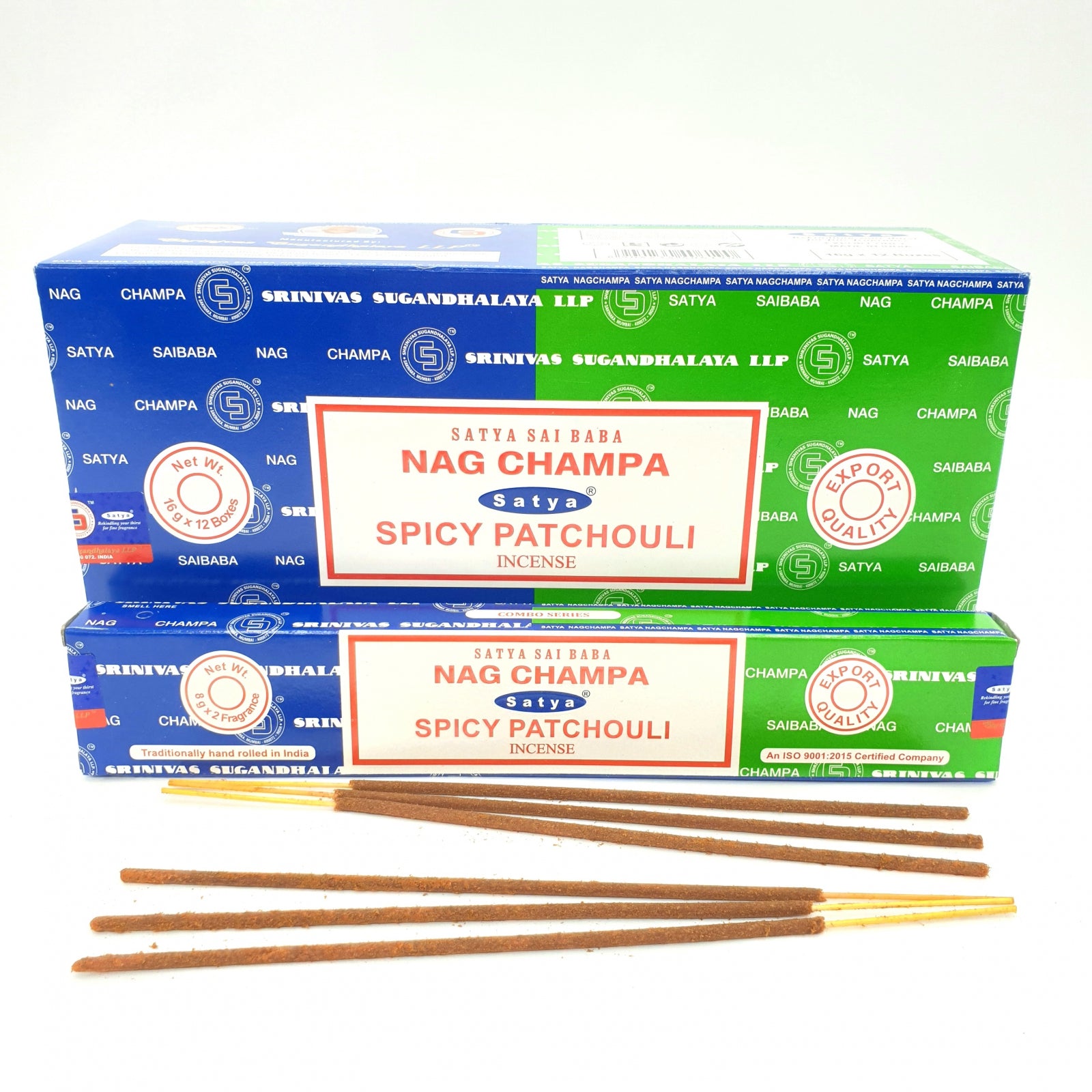 Satya Nag Champa und Spicy Patchouli Räucherstäbchen Doppelpack