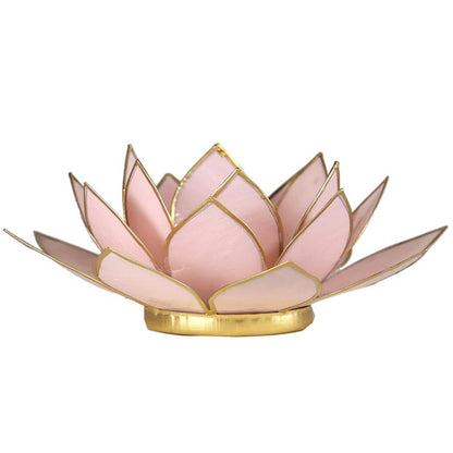Lotus Teelichthalter rosa goldfarbig