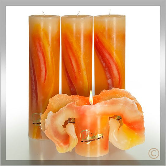 Lotuskerze AQUARELL Orange Töne (28 cm) - Die Kerze mit dem Blüteneffekt