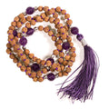 Mala Rudraksha and Amethyst with purple tassel