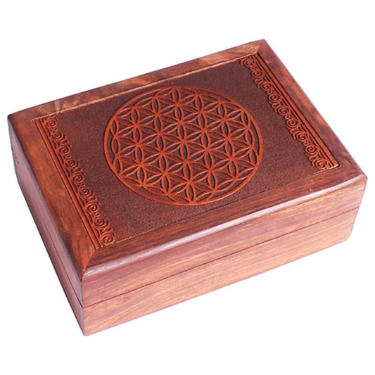 Carved tarot box, flower of life 