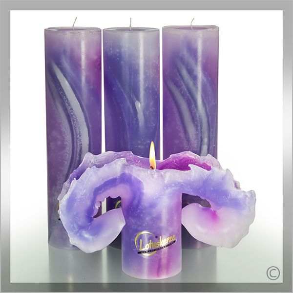 Lotus candles WATERCOLOR purple violet tones 28cm