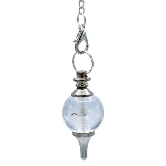 Pendulum polished rock crystal &amp; metal