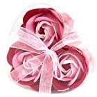 3 soap roses in the heart box - pink
