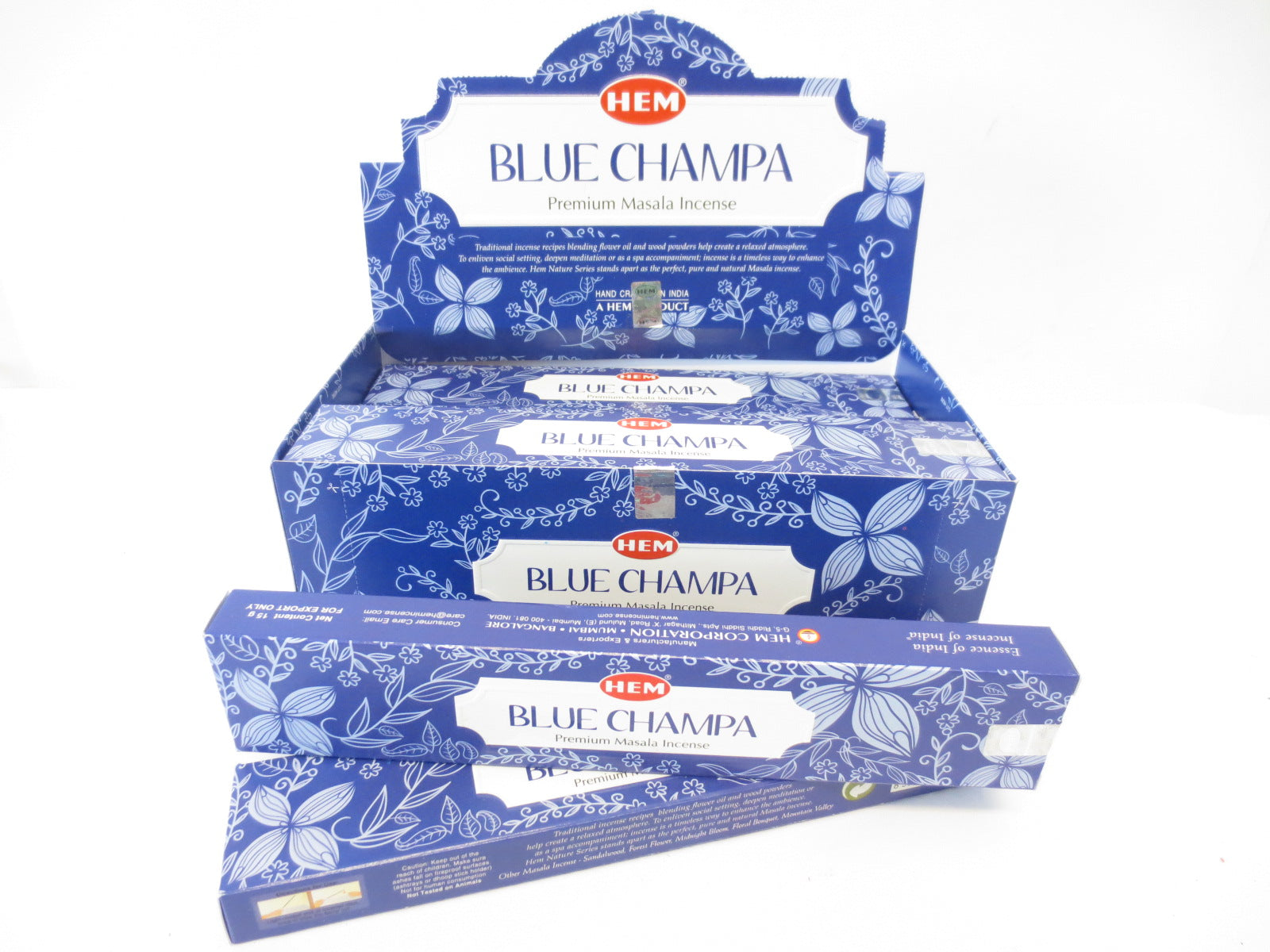 HEM Masala Blue Champa Räucherstäbchen in der Verpackung