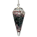 Orgonitpendel mit Granat – facettiert, spitze Form, ca. 4 cm