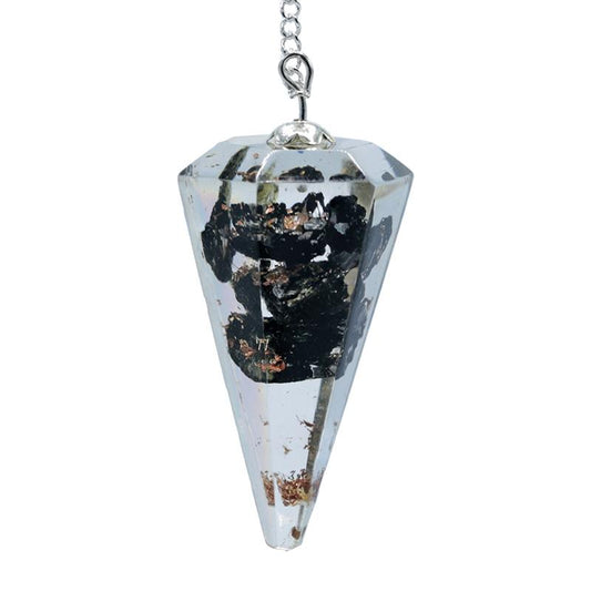 Orgonite pendulum black tourmaline with facet