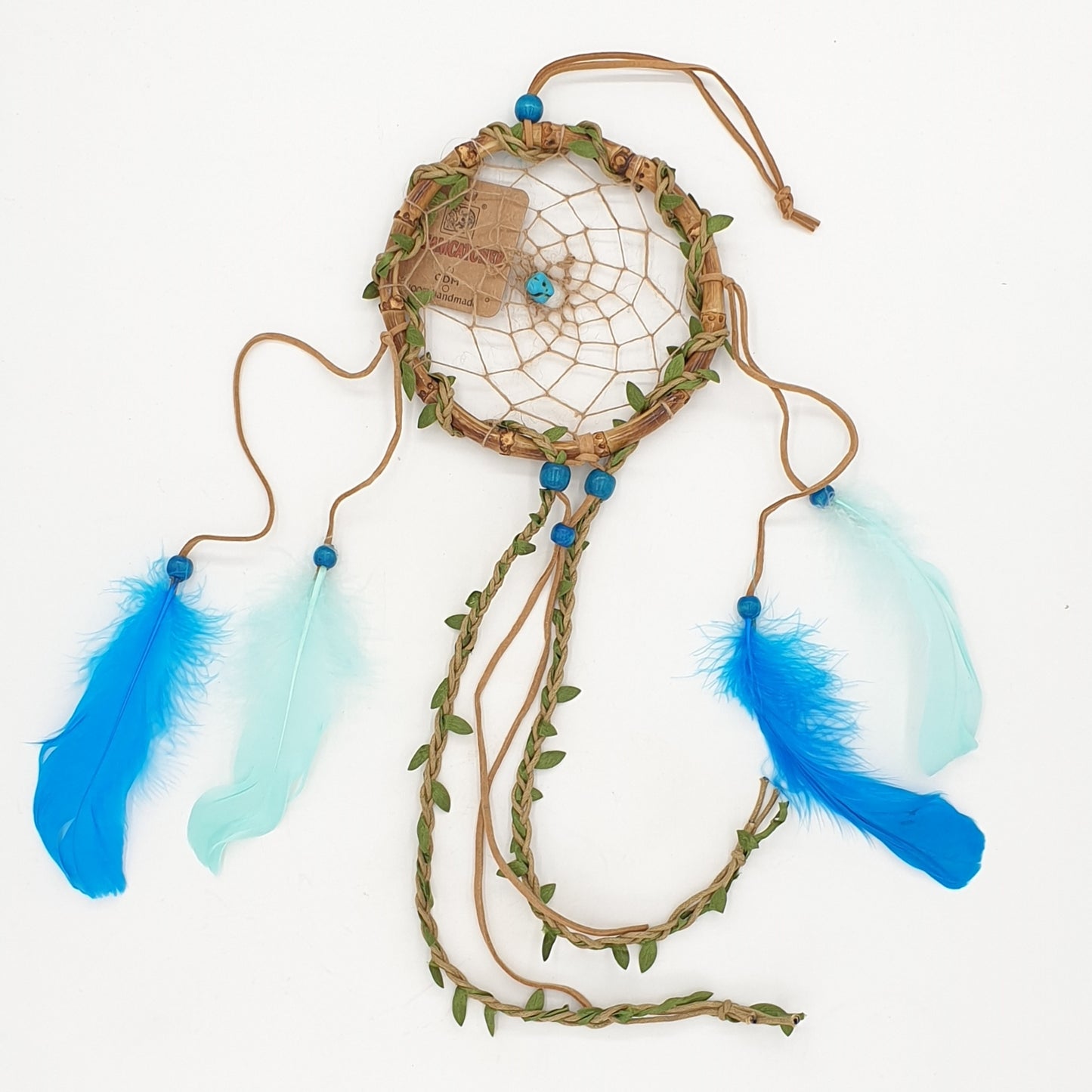 Bamboo dream catcher with turquoise dream catchers 14cm
