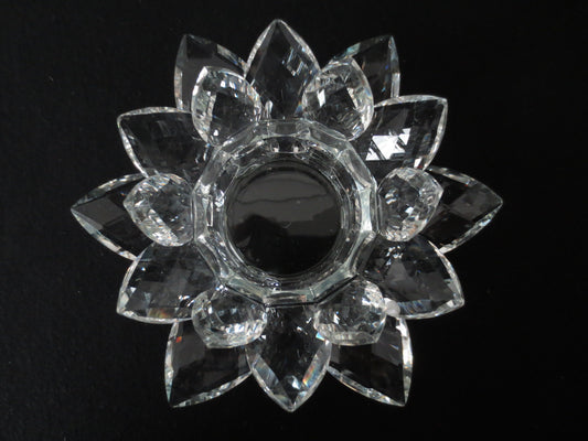 Weiße Kristall-Lotusblüte für Teelicht 15 cm