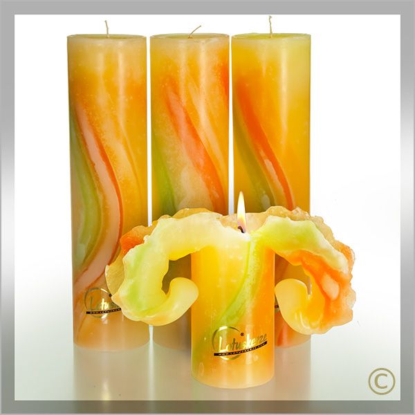 Lotuskerze AQUARELL Frühlings Töne 28cm - Die Kerze mit dem Blüteneffekt