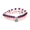 Mala Rosenquarz/Amethyst elastisch mit Ohm