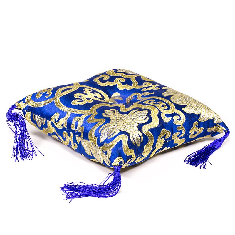 Cushion for singing bowl blue with lotus motif size. 4