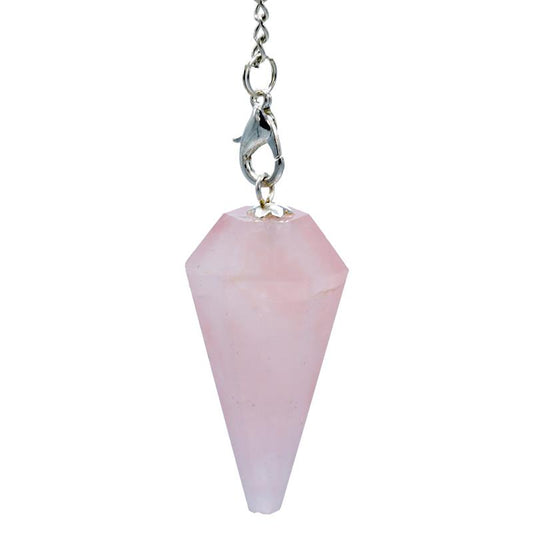 Rose quartz pendulum with chakra chain