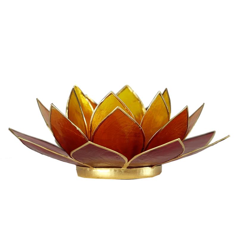 Lotus tea light holder orange gold colored