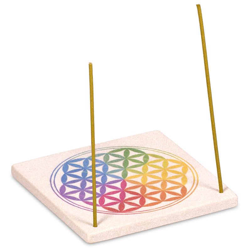 Harmonie in Stein: Weihrauchhalter mit Blume des Lebens - Sandsteinzauber für Ihre Rituale