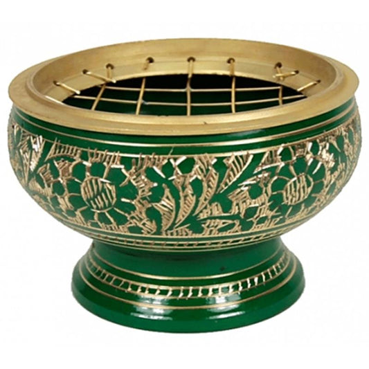 Green brass incense burner