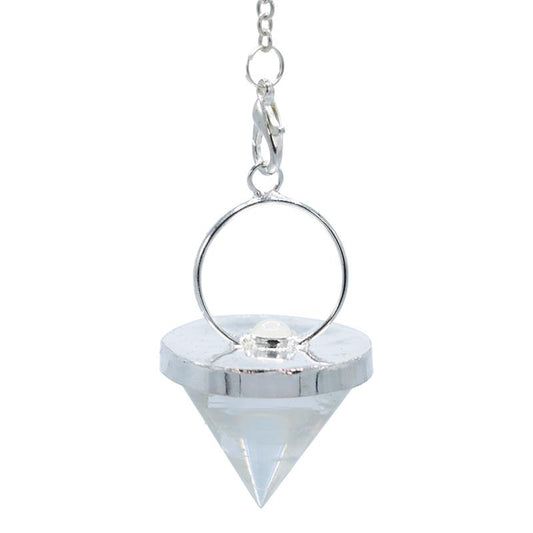 Pendulum rock crystal conical with moonstone