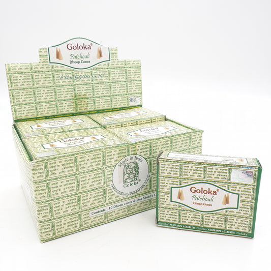Goloka Patchouli Räucherkegel – Sinnlicher Duft, Einzelpackung und Big-Pack erhältlich