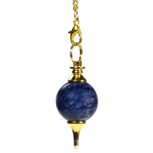 Pendel polierter Lapis Lazuli & goldfarbiges Metall