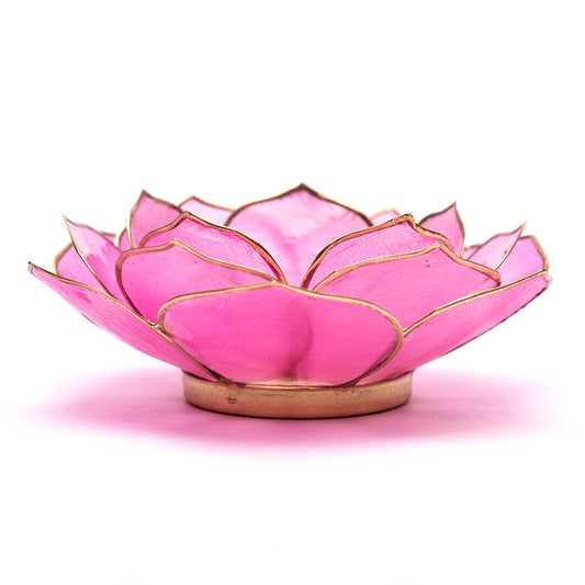 Lotus tealight holder pink with gold rim
