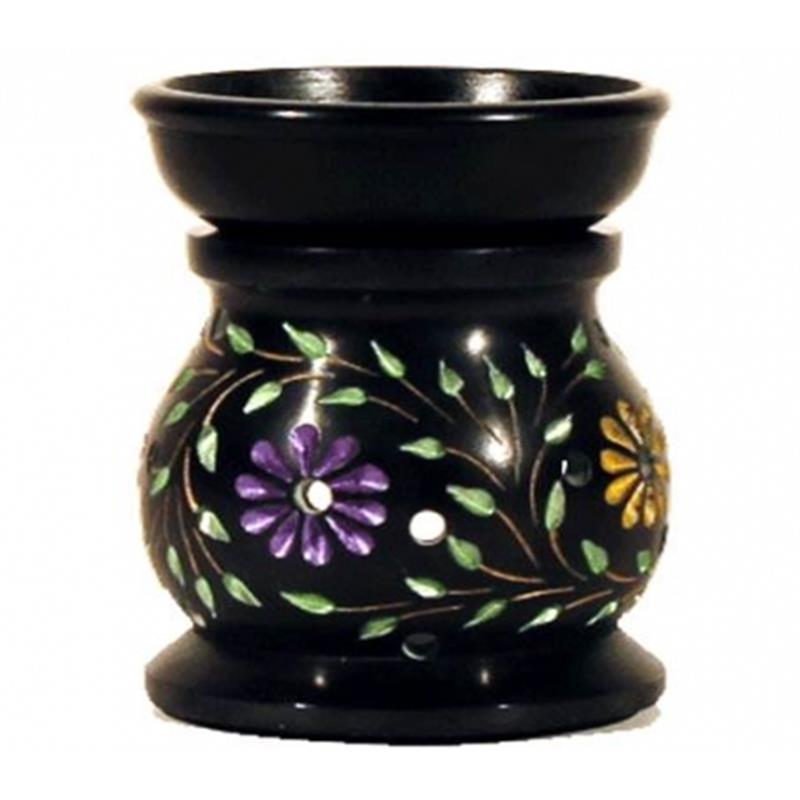 Fragrance lamp Flowers black soapstone