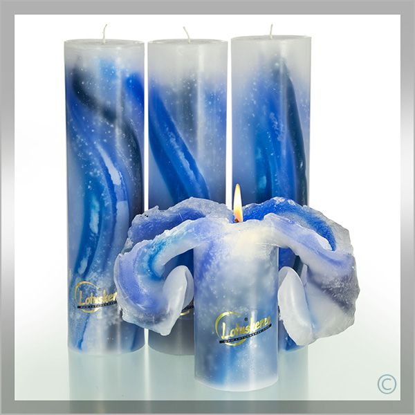 Lotus candles WATERCOLOR blue tones 28cm