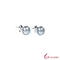 Stud earrings pearl gray round (6mm)