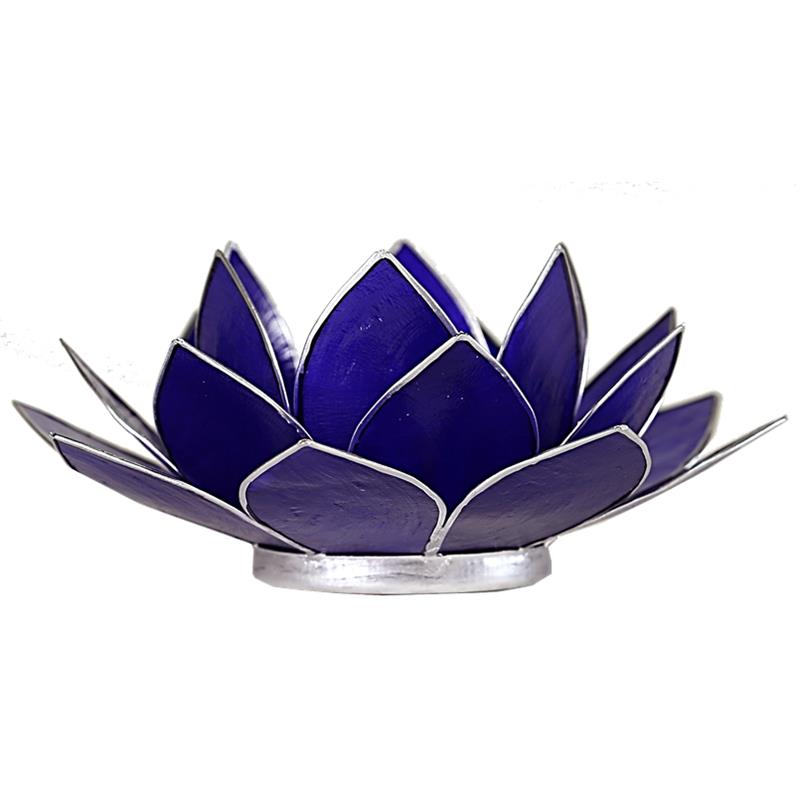 Lotus tealight holder indigo 6th chakra silver