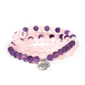 Mala rose quartz/amethyst elastic with lotus