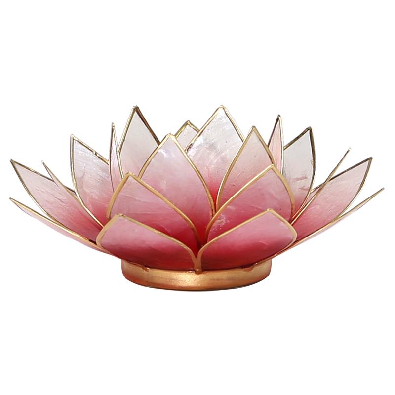 Lotus tea light holder red/pink gold colored