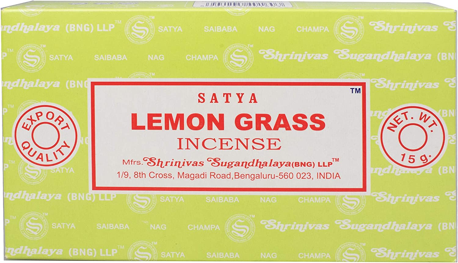 Satya Lemon Grass Räucherstäbchen Verpackung mit Zitronengras-Duft
