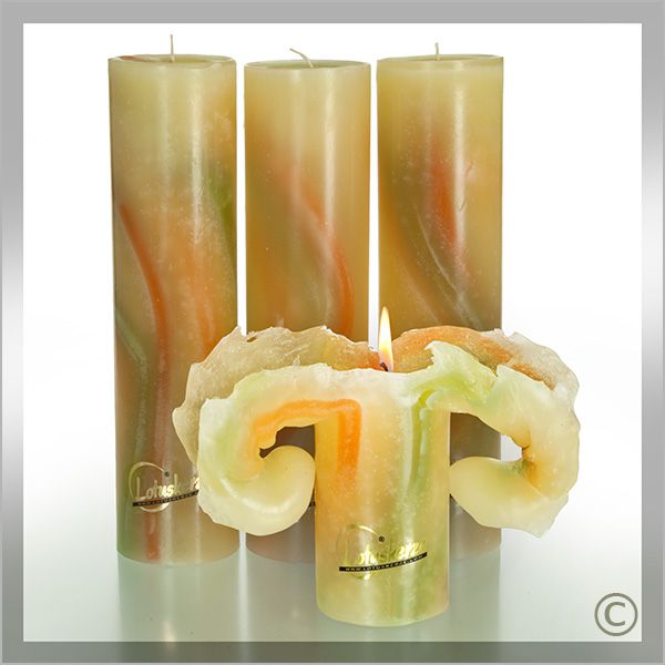 Lotuskerzen AQUARELL Schilf Töne 28cm - Die Kerze mit dem Blüteneffekt