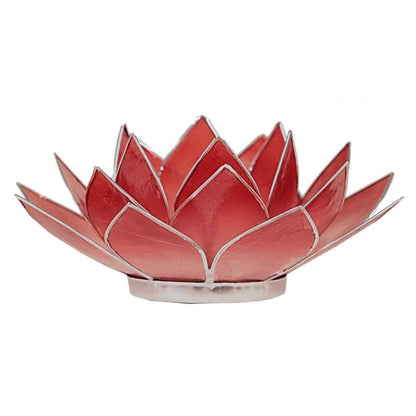 Lotus Teelichthalter rosa/rot silberfarbig aus Capiz Muscheln 13,5 cm